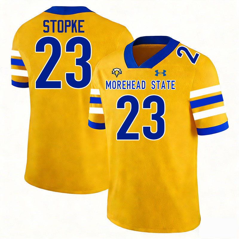 Morehead State Eagles #23 Isaac Stopke College Football Jerseys,Uniforms-Gold